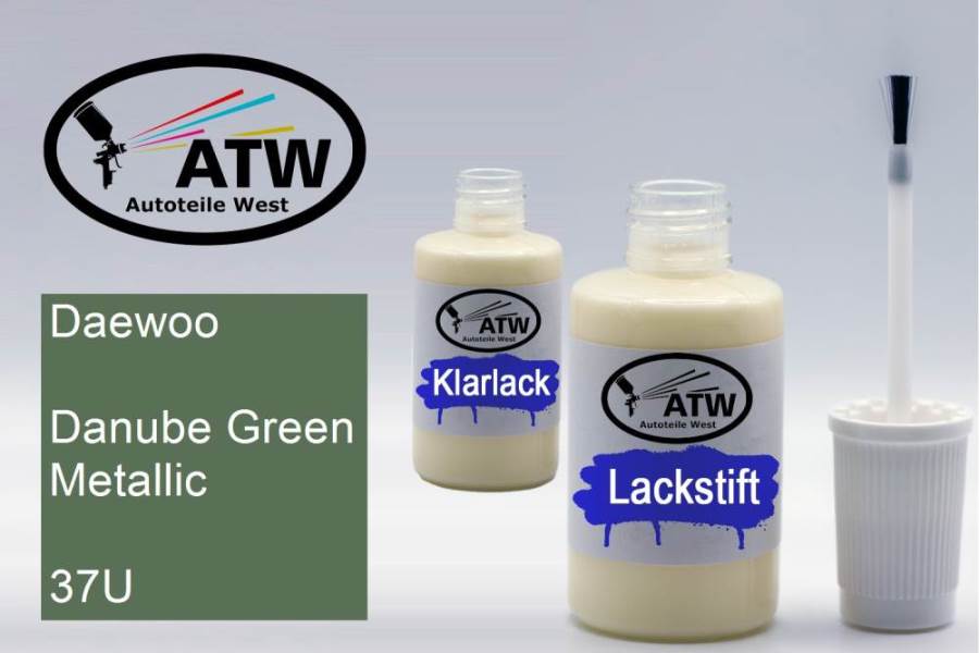 Daewoo, Danube Green Metallic, 37U: 20ml Lackstift + 20ml Klarlack - Set, von ATW Autoteile West.